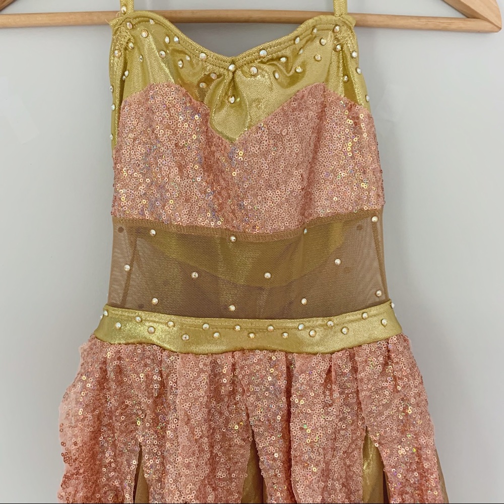 pink and gold dance costume